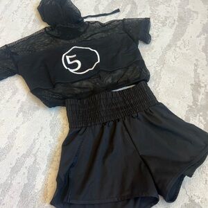Black Matching Set with Logo and Elastic Waistband
